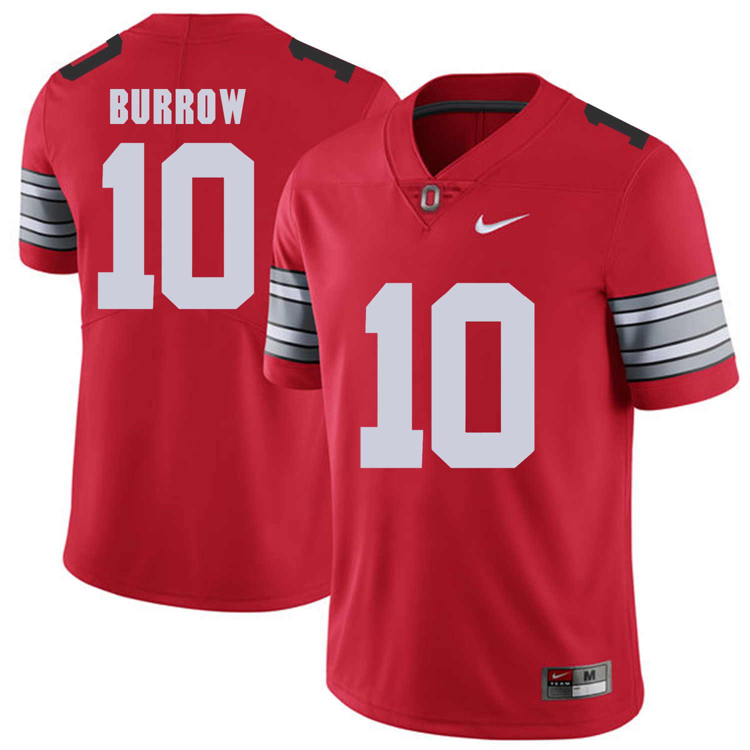 Men Ohio State #10 Burrow Red Customized NCAA Jerseys